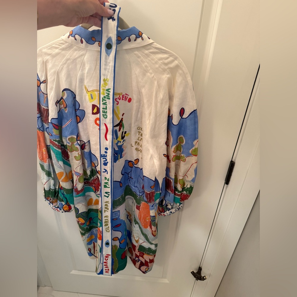 Nwt ALEMAIS shirtdress printed custom artwork in collaboration w Nadia Hernandez - Picture 2 of 9
